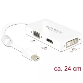   Delock Átalakító - 62630 (Mini Displayport 1.1 -> VGA/HDMI/DVI, apa/anya, FullHD, fehér)