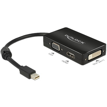 Delock ADA Delock 62631 mini Displayport 1.1 dugós csatl. > VGA/HDMI/DVI passzív adapter - Fekete