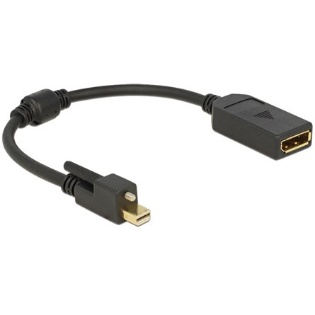 Delock ADA Delock 62638 mini Displayport 1.2-dugós csatl. csavarral > Displayport-csatl.hüvely 4K adapter