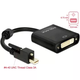   Delock ADA Delock 62639 mini Displayport 1.2-dugós csatl. csavarral > DVI-csatl.hüvely 4K aktív adapter - Fekete