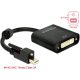 Delock ADA Delock 62639 mini Displayport 1.2-dugós csatl. csavarral > DVI-csatl.hüvely 4K aktív adapter - Fekete