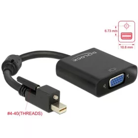   Delock ADA Delock 62641 mini Displayport 1.2-dugós csatl. csavarral > VGA-csatl.hüvely adapter - Fekete