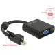 Delock ADA Delock 62641 mini Displayport 1.2-dugós csatl. csavarral > VGA-csatl.hüvely adapter - Fekete