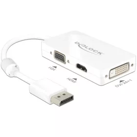   Delock ADA Delock 62655 Displayport 1.1 dugós csatl. > VGA/HDMI/DVI csatl. hüvely passzív adapter - Fehér