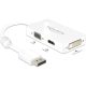 Delock ADA Delock 62655 Displayport 1.1 dugós csatl. > VGA/HDMI/DVI csatl. hüvely passzív adapter - Fehér