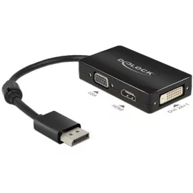   Delock ADA Delock 62656 Displayport 1.1 dugós csatl. > VGA/HDMI/DVI csatl. hüvely passzív adapter - Fekete