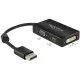 Delock ADA Delock 62656 Displayport 1.1 dugós csatl. > VGA/HDMI/DVI csatl. hüvely passzív adapter - Fekete