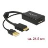 Delock Átalakító - 62667 (HDMI-A -> DisplayPort 1.2, apa/anya, USB tápellátás, Fekete)