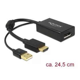   Delock Átalakító - 62667 (HDMI-A -> DisplayPort 1.2, apa/anya, USB tápellátás, Fekete)