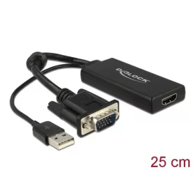   Delock Átalakító - 62668 (VGA - HDMI Audióval, FullHD, fekete)