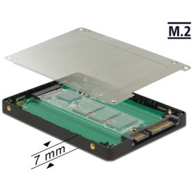   Delock 2.5” SATA-átalakító 22 tus csatlakozóval > M.2 merevlemezházzal