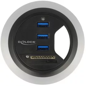   Delock 3 porttal + 2 nyílásos SD-kártyaolvasóval rendelkező asztali USB 3.0 elosztó
