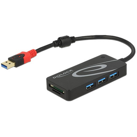 Delock Külső, USB 3.1-es, 1. generációs elosztó, USB A-típusú > 3 x USB A-típusú + két nyílással ren