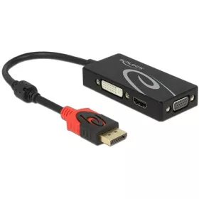   Delock ADA Delock 62902 Displayport 1.2 dugós csatl. - VGA/HDMI/DVI csatlakozóhüvely 4K passzív adapter - Fekete