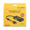 Delock ADA Delock 62902 Displayport 1.2 dugós csatl. - VGA/HDMI/DVI csatlakozóhüvely 4K passzív adapter - Fekete