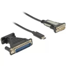   Delock USB-C -> Serial DB9 M/M adatkábel 1.8m fekete + DB25 adapter