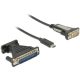 Delock USB-C -> Serial DB9 M/M adatkábel 1.8m fekete + DB25 adapter