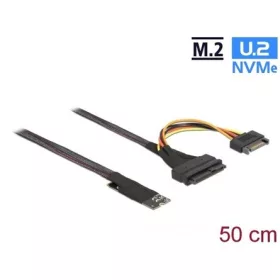   Delock M.2 M -> U.2 SFF-8639 SATA Power 15pin M/F adatkábel 0.5m fekete
