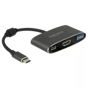   Delock USB-C -> HDMI USB-A 2.0 USB-C M/F adapter 0.2m fekete