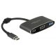 Delock USB-C -> HDMI USB-A 2.0 USB-C M/F adapter 0.2m fekete