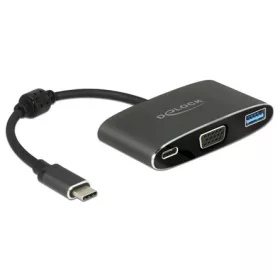   Delock USB-C -> VGA USB-A 2.0 USB-C M/F adapter 0.2m fekete (DP Alt Mode)