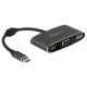 Delock USB-C -> VGA USB-A 2.0 USB-C M/F adapter 0.2m fekete (DP Alt Mode)