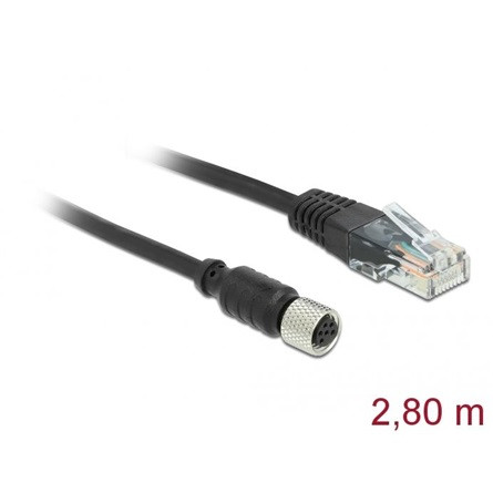 Delock Navilock M8 -> RJ45 M/M adatkábel 2.8m fekete