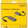 Delock Mini DisplayPort 1.4 -> HDMI 2.0 M/F aktív adapter 0.2m szürke HDR