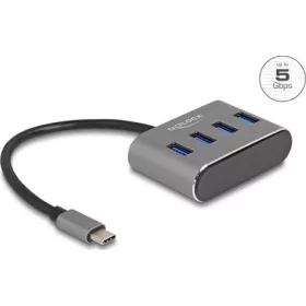   Delock 4 portos USB 3.2 Gen 1 hub USB Type-C csatlakozóval   USB Type-A portok a tetején