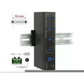   Delock Külso ipari hub 4 x USB 3.0 A-típusú 15 kV ESD védelemmel