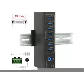  Delock Külső ipari hub 7 x USB 3.0 A-típusú 15 kV ESD védelemmel