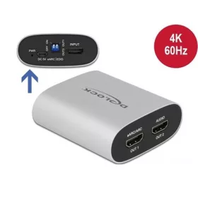   Delock HDMI 1.4 USB-B 2.0 micro -> 2db HDMI 1.4 F/F audio extractor ezüst