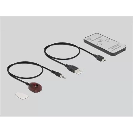 Delock S/PDIF TOSLINK kapcsoló 3 bemenettel és 1 kimenettel infrasugaras távkapcsolóval és USB Tápellátással