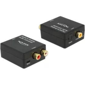   Delock S/PDIF Coaxial Toslink Standard USB-B 2.0 micro -> 2db RCA F/F adapter fekete