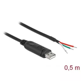   Delock USB-A 2.0 -> nyitott vezeték M/M adatkábel 0.5m fekete Serial RS-232