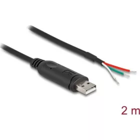   Delock USB-A 2.0 -> Serial RS-485 nyílt vezeték Male adatkábel 2m fekete