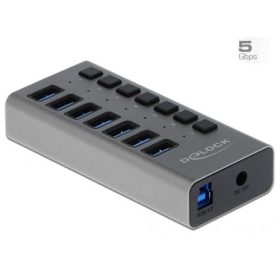   Delock 63669 7-portos USB3.0 hub szürke (külön kapcsolható)