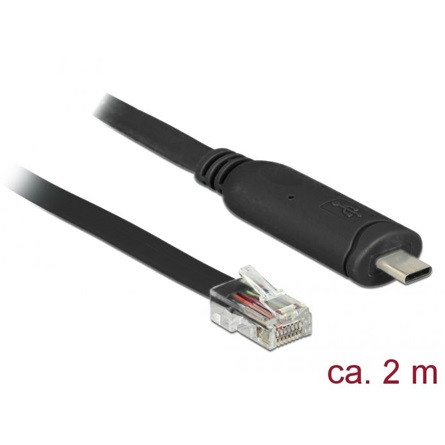 Delock USB-C -> Serial RS-232 RJ45 M/M adatkábel 2m fekete