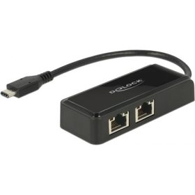   Delock Realtek RTL8153 1Gb/s USB-C Dual RJ45 hálózati adapter