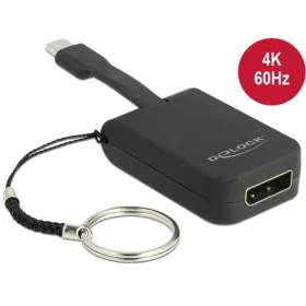   Delock Key Chain USB-C -> DisplayPort 1.2 M/F adapter 0.1m fekete