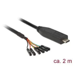 Delock USB-C -> LVTTL 6pin M/F adatkábel 2m fekete