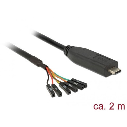 Delock USB-C -> LVTTL 6pin M/F adatkábel 2m fekete
