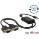 Delock USB-A 2.0 -> 2db Serial RS-232 DB9 M/M adatkábel 0.6m fekete