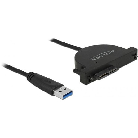 Delock USB-A 3.0 -> Slim SATA M/F adapter 0.35m fekete