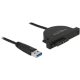 Delock USB-A 3.0 -> Slim SATA M/F adapter 0.35m fekete