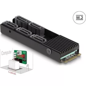   Delock M.2 B+M -> 5db SATA3 M/F adapter fekete PCIe M.2 2280