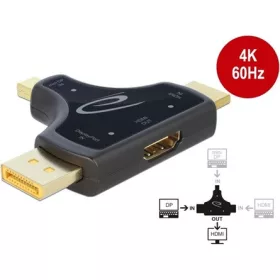   Delock HDMI 2.0 Displayport Displayport mini -> HDMI 2.0 M/F adapter fekete