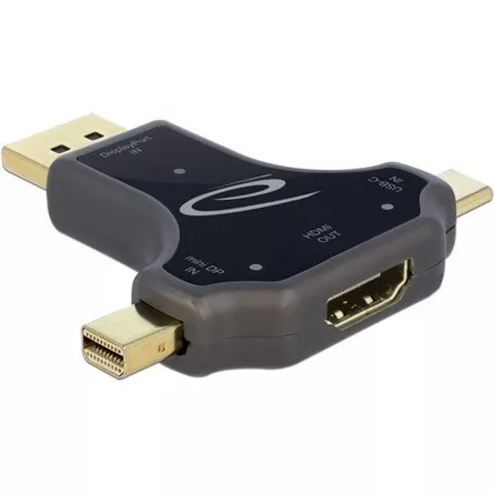 Delock USB-C Displayport DisplayPort mini -> HDMI 2.0 M/F adapter fekete
