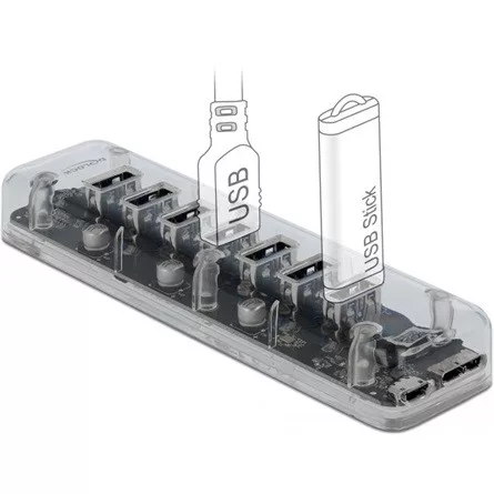 Delock ADA USB Delock Külső 3.0 USB hub 7 porttal - átlátszó