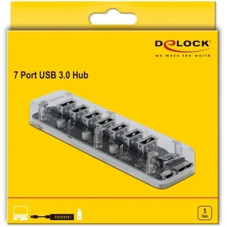 Delock ADA USB Delock Külső 3.0 USB hub 7 porttal - átlátszó